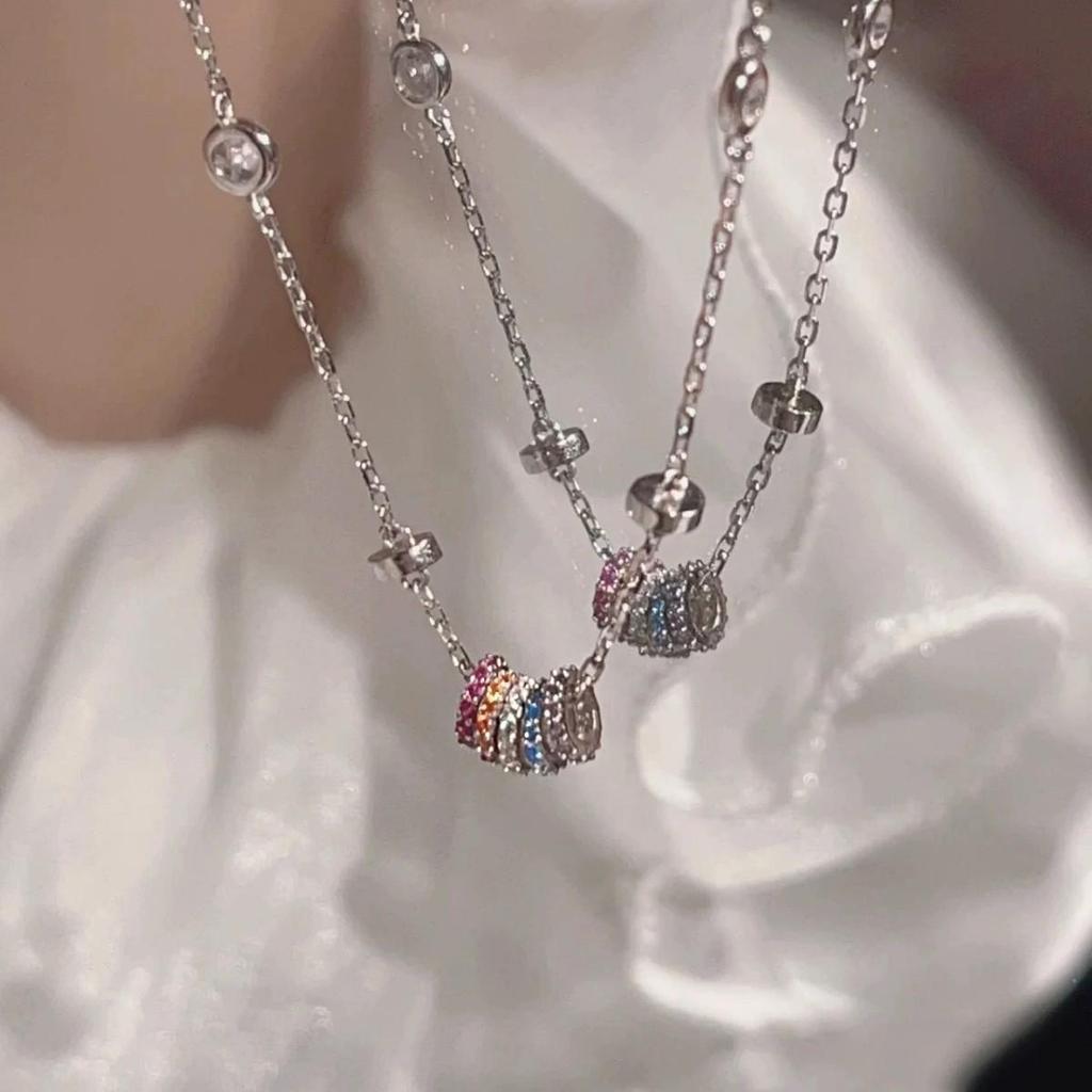 Zhongying Multi-Layer Colorful LuLu Tong Pendant Necklace – Sweet Spicy Girl Style Clavicle Chain for Women