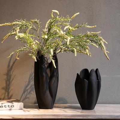 Ceramic Vase Irregular Pleated Scrub Ceramic Handicraft Flower Vase Floral Arrangement Accessories Terrarium Home Decoration