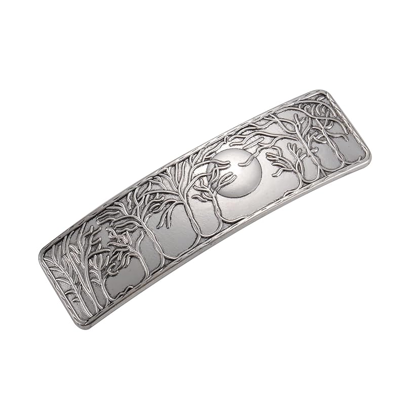 

Dreamtimes Заколка для волос Винтаж Ретро Лес Полная луна Большая Металлическая заколка ручной работы Французская заколка для волос Защита Заколка для волос Женская Девичья мода Волосы серебряный