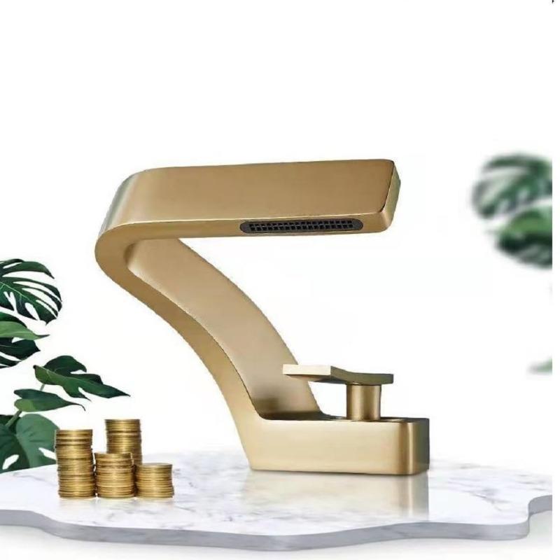 Waterfall Bathroom Sink Faucet, Modern Single Handle Hot and Cold Water Mixer Tap for Bathroom Restroom Vanity Lavatory