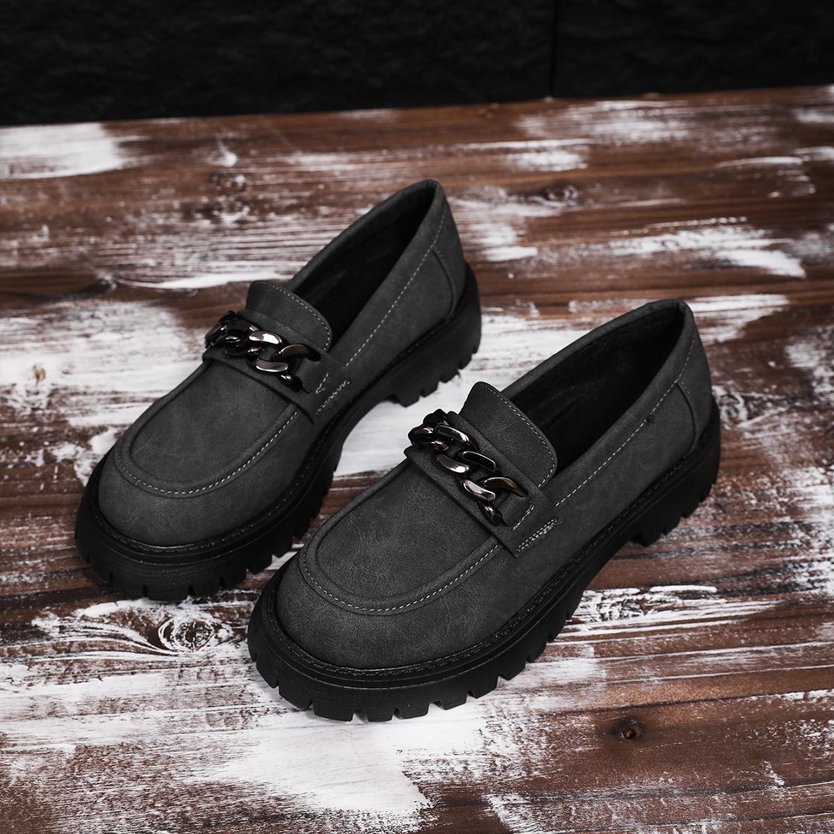 

Женские туфли на платформе, туфли на высоком каблуке, 2025, новый тренд, повседневная кожаная спортивная офисная обувь, мода, удобные туфли для ходьбы, Zapatillas Mujer 43 темно серый