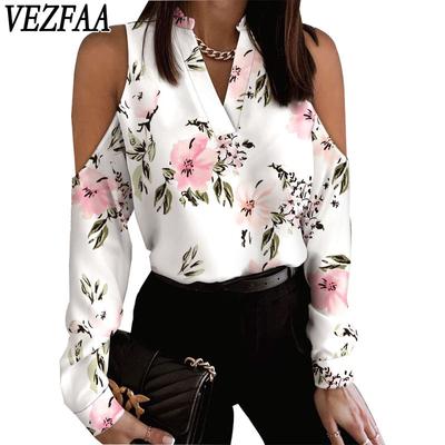 Moda dame ocazional de primăvară toamnă cu imprimeu cu mâneci lungi cu decolteu în V Bluze și cămăși