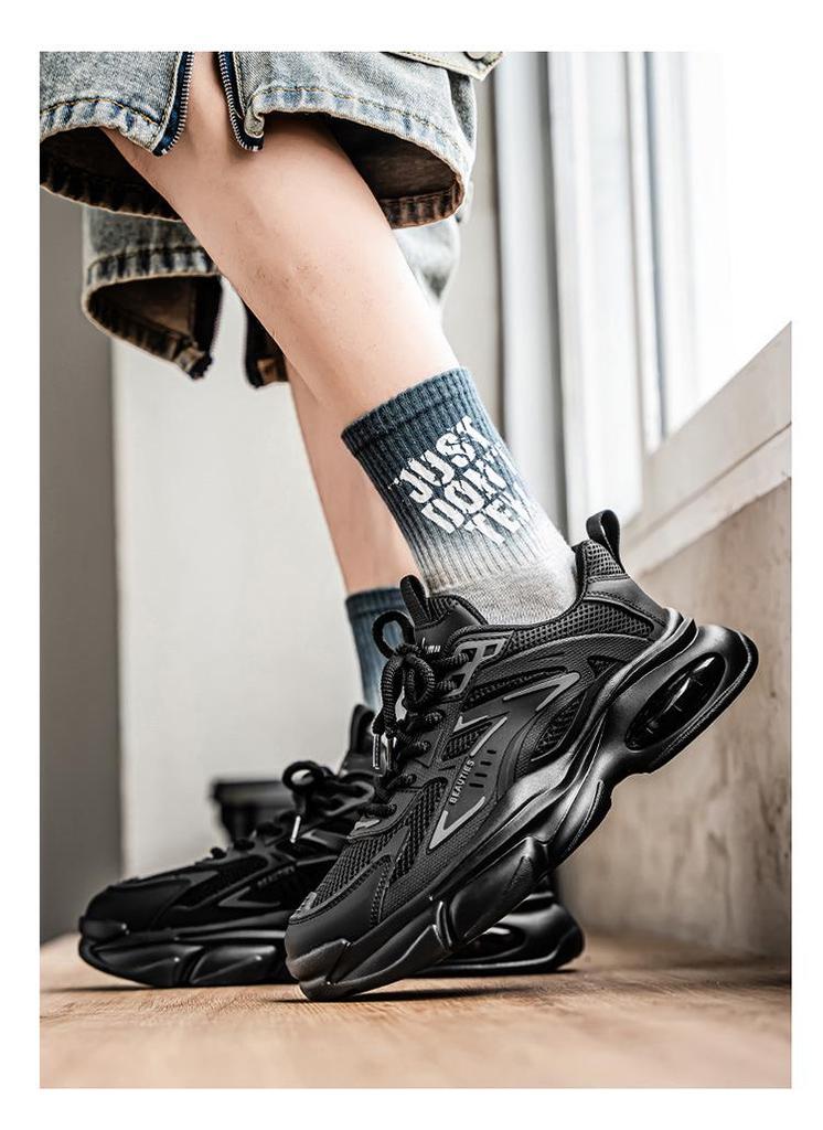Spring 2026 Men's Breathable Mesh Sports Casual Shoes - Trendy Thick Sole for Junior High School Students & Dad