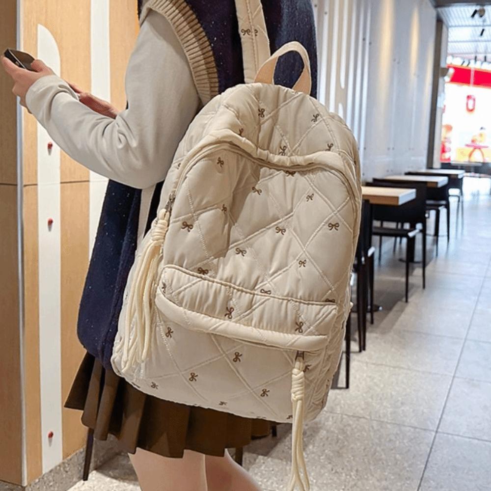 Bownot Geborduurde Strik Rugzak Borduurwerk Studenten Schooltas Middelbare Scholieren