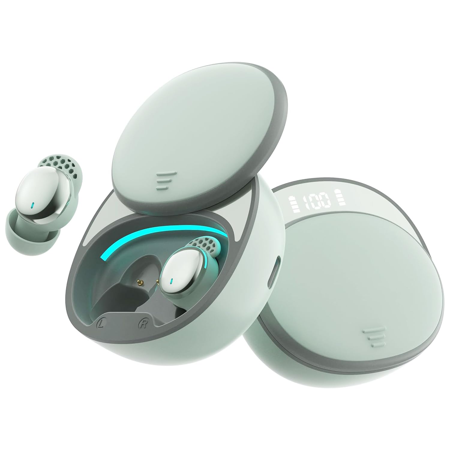 

Mandourai Sleep Беспроводные наушники для сна с Bluetooth-звуком, мини-наушники для сна с высоким качеством звука и зарядкой, для профилактики, 5.3, сверхлегкие зелёный