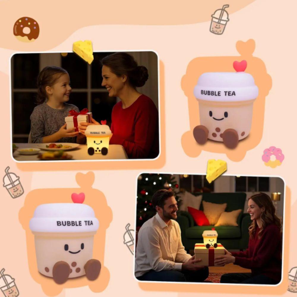 Silicone Material Bubble Tea Led Lamp Not Dazzling Cartoon Table Lamp  Bedside Light