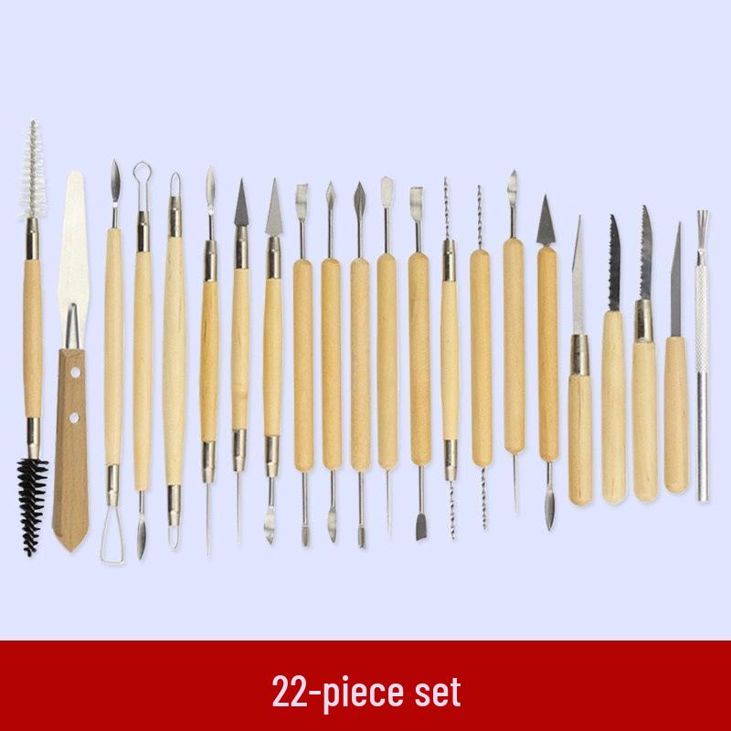 22-teiliges Holz-Ton-Skulptur- und Schnitzwerkzeug-Set