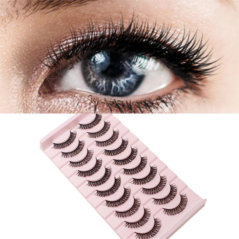 10 Paar DD Aufwärtsgebogene Urlaubs-Wimpern Rollen-Set, Falsche Wimpern