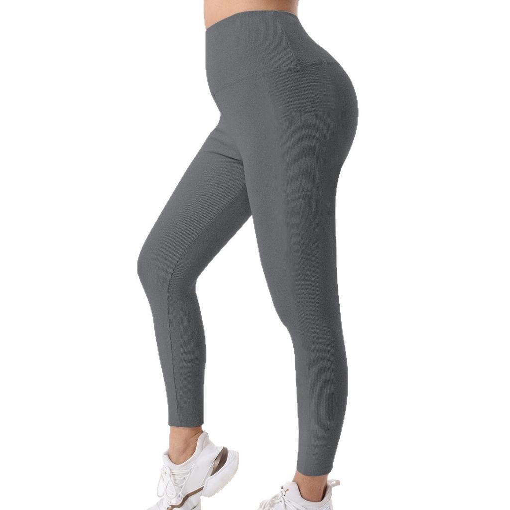 High-Waisted Tight Leggings Ribbed Comfortable Casual Sports Long Pants