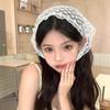 Knitted Crochet Headscarf French Pastoral Triangle Headband Handmade Soft Hair Wrapper for Beach Picnic Holiday Boho Fashion