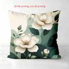 1 Pieces White Flowers On Green Leaves 2D Printed Pillow Polyester Pillowcase, Sofa Decorative Cushion Cov Headboard Pillow