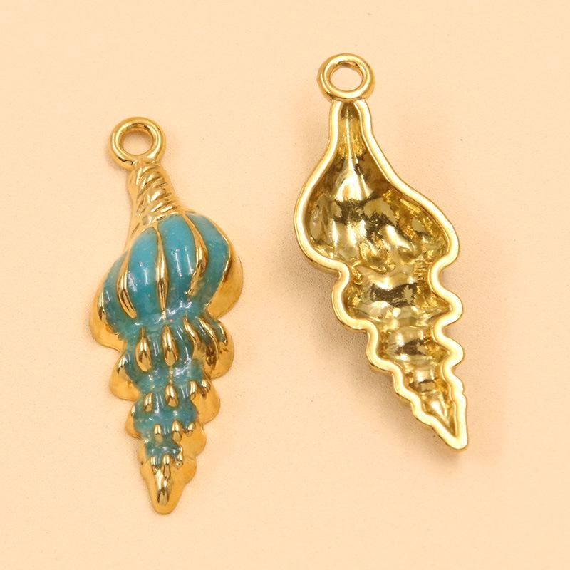 Ocean-Themed Stainless Steel Seashell Conch Pendant Jewelry Accessories