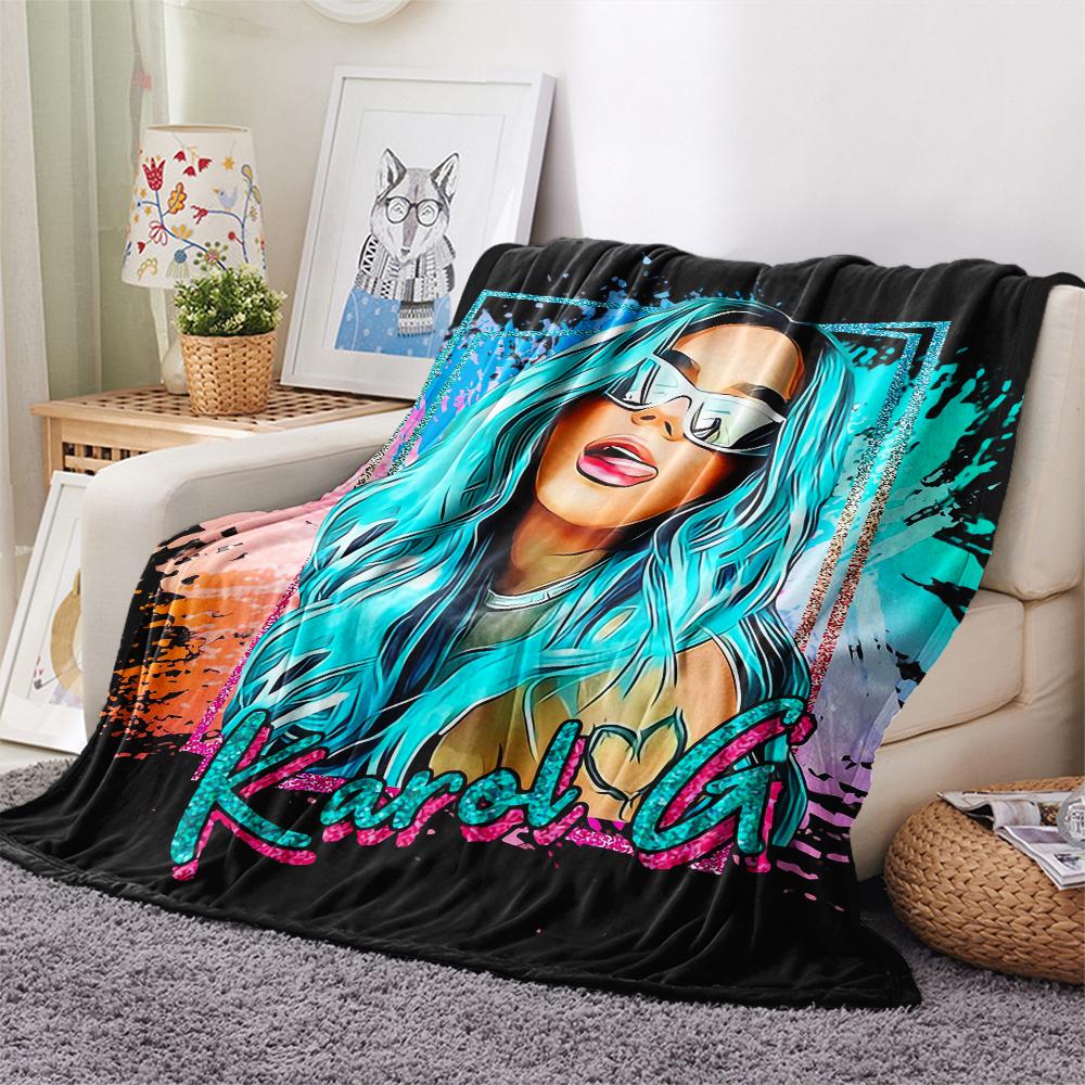 1Pc Karol G Print Flannel Blanket, High Quality Comfortable for All Seasons, Home Decor, Warmth and Comfort, Perfect for Gifts