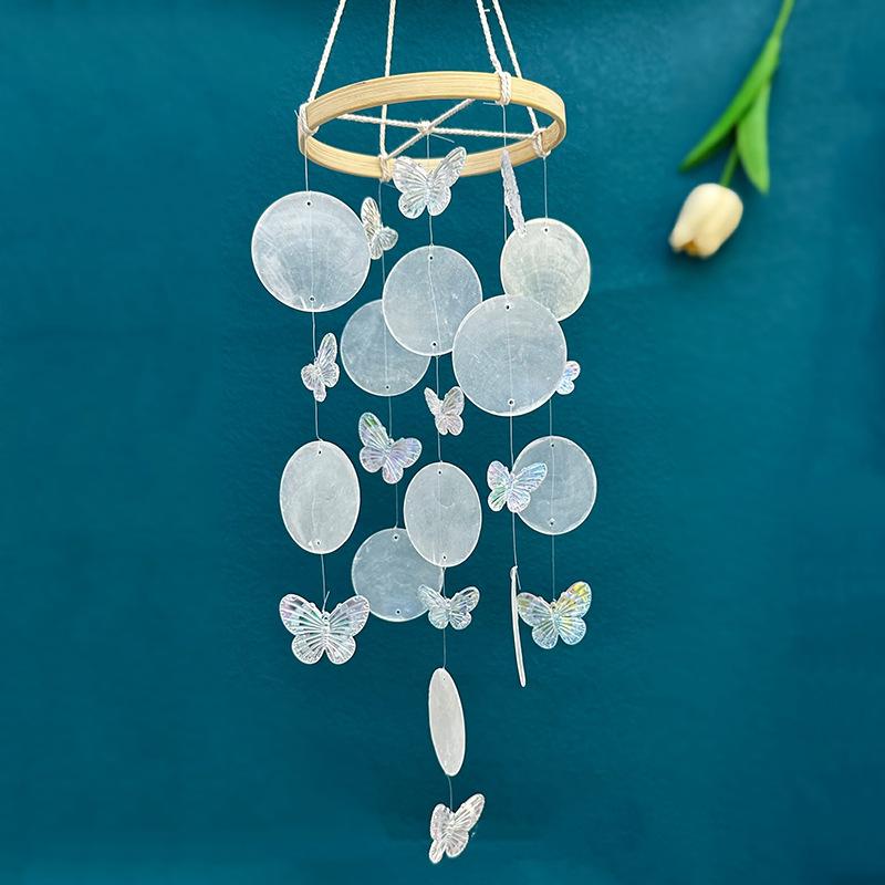 Hanging Moon Wind Chimes Natural Shells Decor Unique Crisp Sound For Home Garden Patio Balcony Outdoor