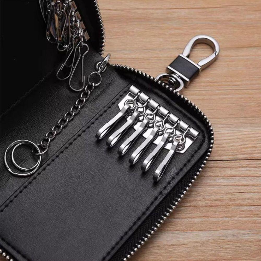 Waterproof Car Key Wallet Retro Zipper Key Bag Lightweight Key Storage Pouch  Commuting Use