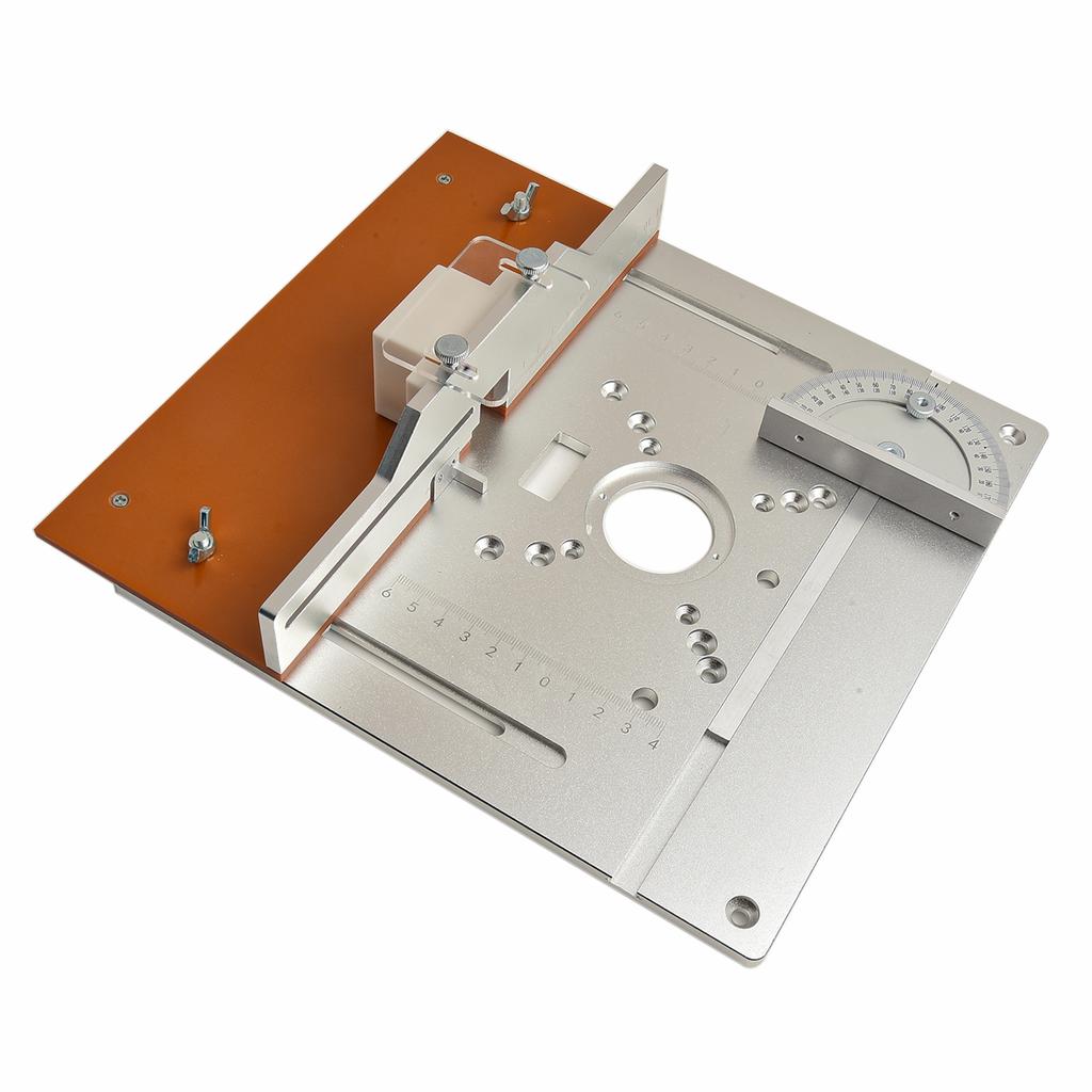 Router Table Insert Plate Made of Aluminium Alloy Featuring Wood Milling Flip Board and Miter Gauge for Router Alignment