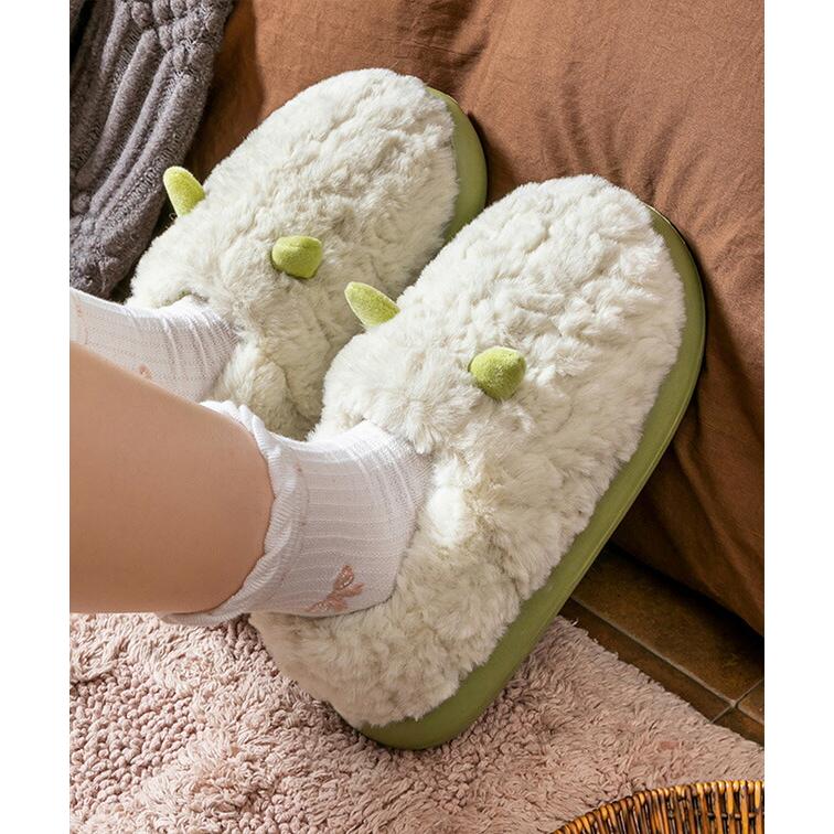 Boa Volume Flat Slippers with Ears, Women's Shoes, Shoes, Slippers, Spring, Autumn, Winter, Cold Protection, Warm, Fluffy, Fluffy, Cold Prevention,