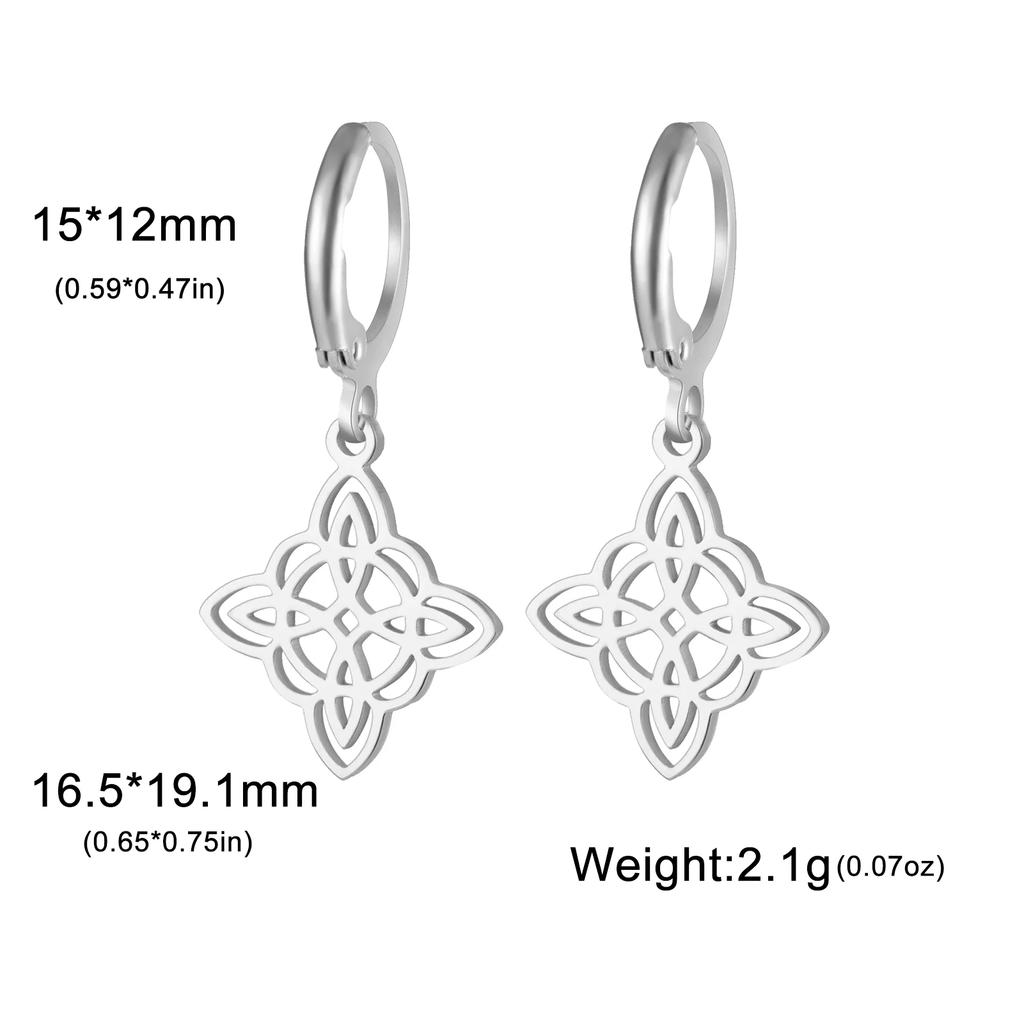 Irish Witch Knot Pendant Earrings Elegant Women's Witchcraft Lucky Talisman Celtic Knot  Stainless Steel Jewelry Gift
