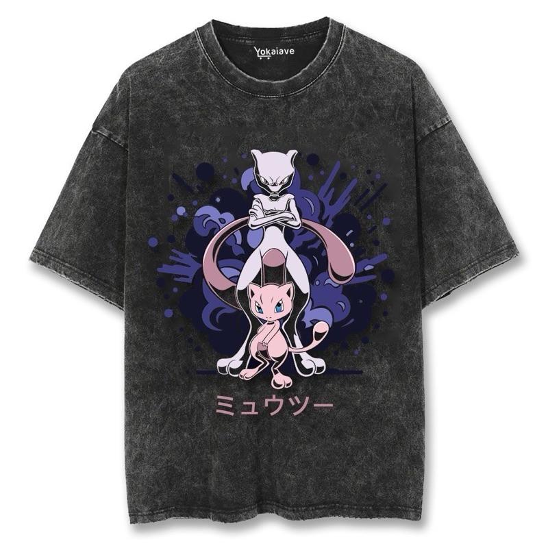 Japanese Pokmon anime Summer New washed Tshirt cotton Character pattern Harajuku styleshortsleeved Loose YK shirt M