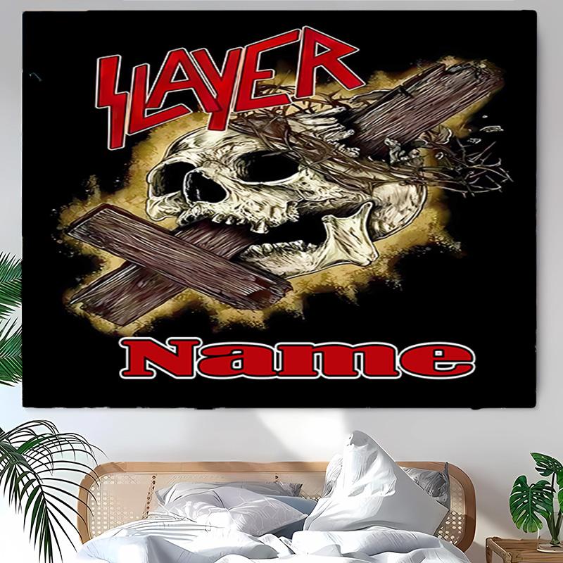 Personalized Slayer band Background Tapestry,Custom Name Birthday Party,Multifunctional Wall Decoration for Home Decor,Various Occasions