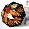 1pc Scandinavian Birds Automatic Folding Umbrella - 3 Folding Design, Vivid Cartoon Pattern, Suitable for Outdoor Activities, A Gift for Fan