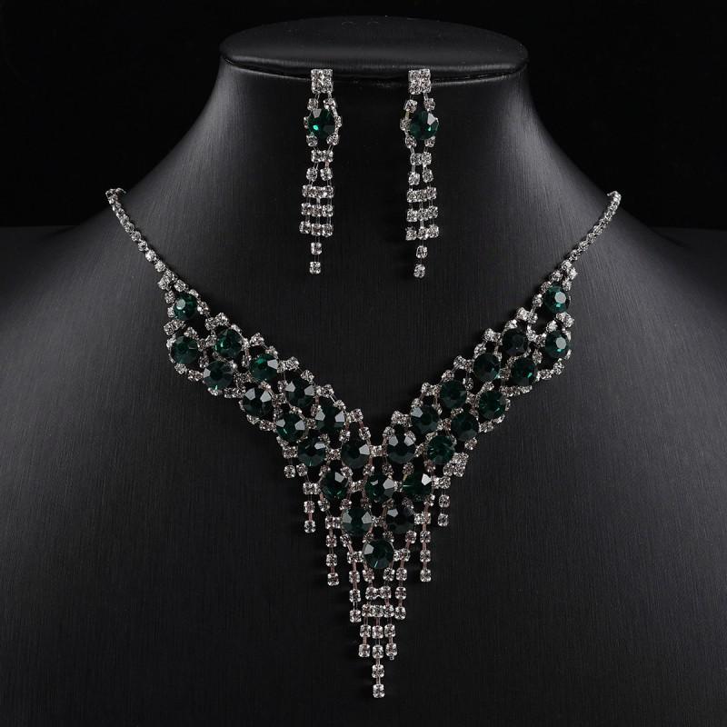Bridal Jewelry Set Necklace Earrings Fashion Versatile Clover Party Prom