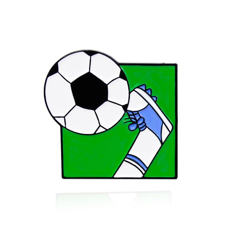 Stylish Cartoon Football Kicking Brooch: Trendy Alloy Badge Ornament