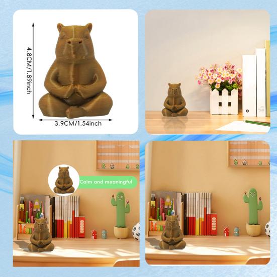 Meditation Cartoon Figure Hand Carved Wooden Small Animal Statue Desktop Mini Sculpture Decorative Handmade Ornament