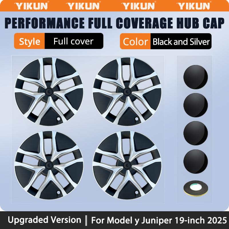 YIKUN For Tesla Model Y 4PCS HubCap Car 19 Inch Performance Wheel Cap Juniper Wheel Parts Full Rim Cover Wheel Cover 2025 2026 For Tesla