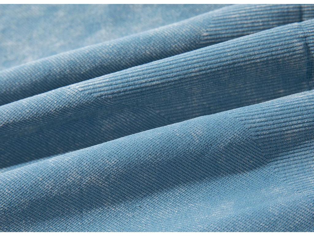 Auf Lager: Sandgewaschener Nahtloser Strick-Yoga-Anzug in Faux-Denim-Optik mit Doppelreißverschluss für Damen - Europäisches und Amerikanisches Langarm-Fitness-Set