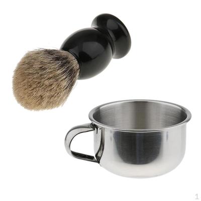 Herren Gesichtsreinigung Haarrasur Set Pinsel mit Seifentasse Schale Tasse für sichere Rasur, Vatertagsgeschenk