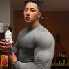 Fitness long-sleeve tight-fitting round-neck T-shirt for men, quick-dry training wear, muscle boy sports shapewear, stretchy T-shirt