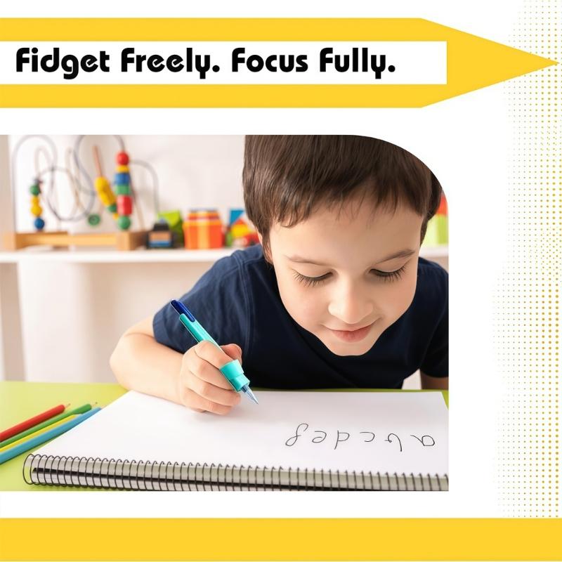 4Pcs Textured Silicone Writing Grips Improve Handwriting Skills Sensory Fidgets Toys For Kids and Children, Multicolor