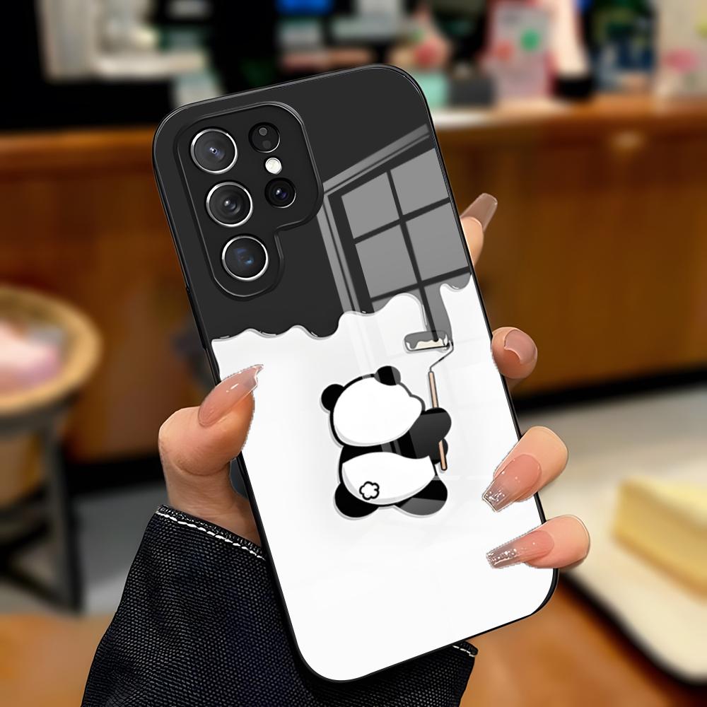 

Funny P-Panda Phone Case For Samsung S26 S25 Plus S20 S20 Plus S22 Ultra S23 FE S21 Plus S21 Ultra Glass Cover Samsung S21