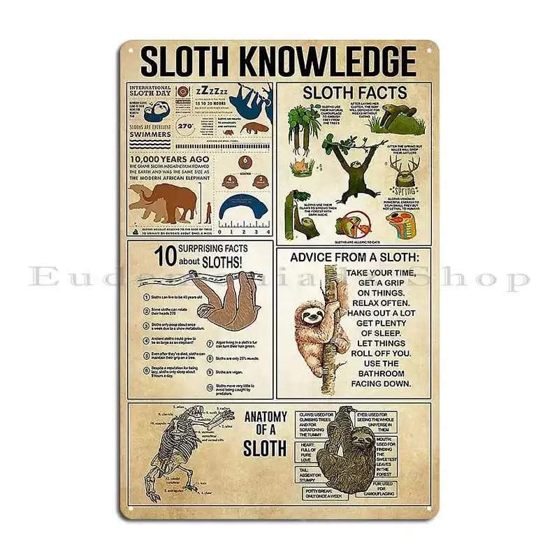 Sloth Knowledge Metal Sign Club Bar Kitchen Kitchen Cinema Create Tin Sign Poster