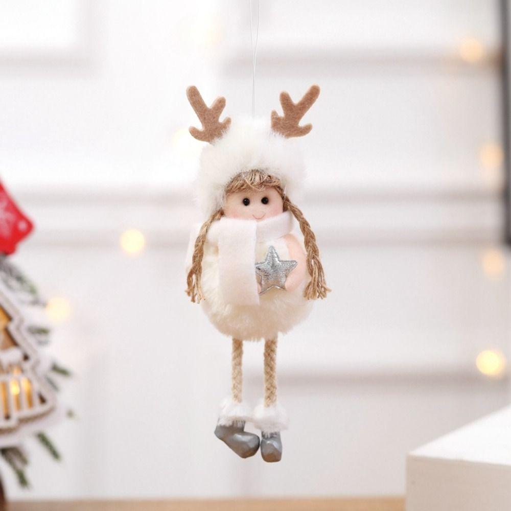 Cute Xmas Tree Hanging Ornaments Plush Plush Gauze Skirt Angel Angel Doll Pendant  Merry Christmas