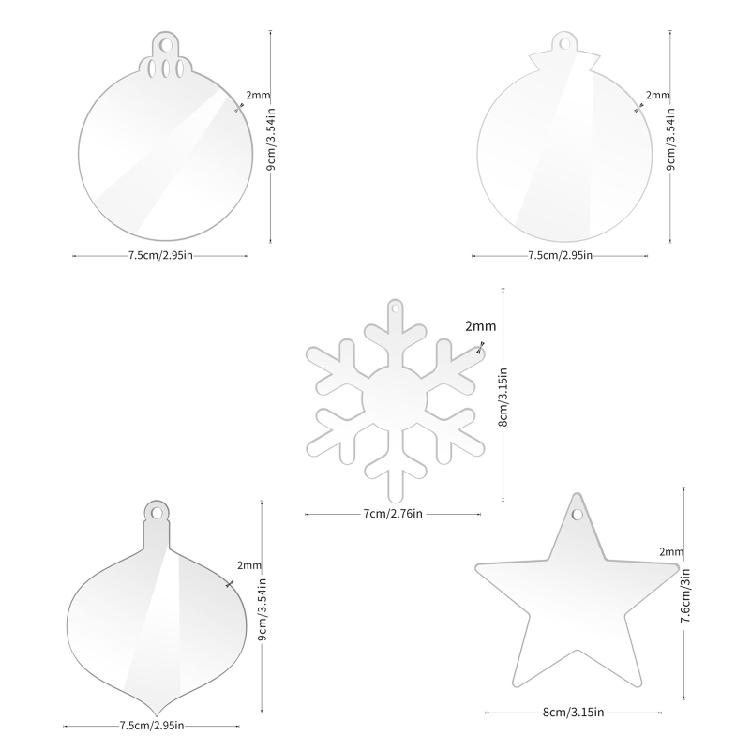 10 Peças Etiquetas de Natal Inovadoras Folhas Acrílicas em Branco Artesanato DIY Enfeites Pendurados