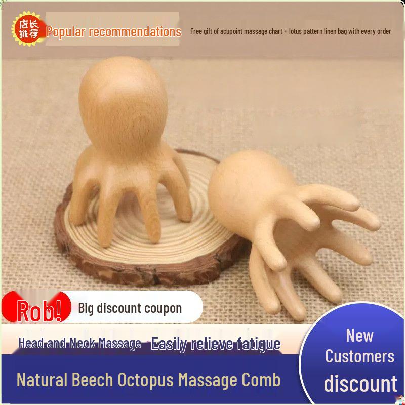 Sandalwood Massage Comb - Portable Wooden Scalp & Meridians Care, Engraved LOGO, Ideal Health Companion Gift