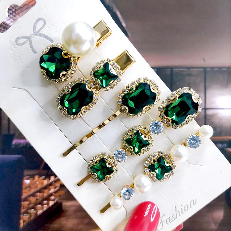 Neues Set Damen Haarspangen Schmuck Mode Kristall Haaraccessoires für Mädchen Luxus Perle Geometrische Haarspangen Nadeln Weihnachtsgeschenk