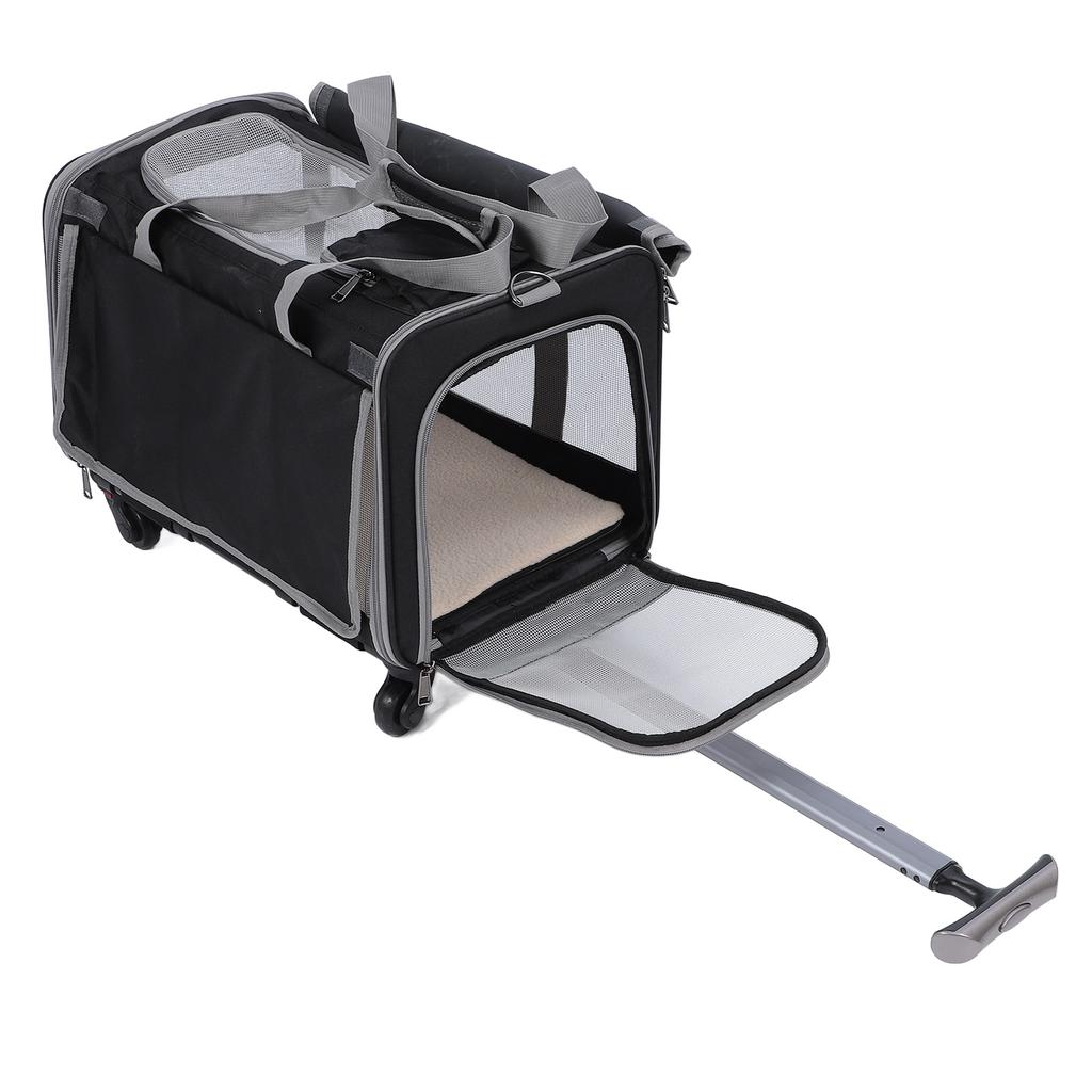Hunde Katzen Transportbox mit Rädern Atmungsaktives 4-Netzfenster Tragbare Faltbare Haustiertransporttasche für Draußen