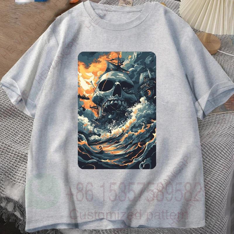 Pirate Horror TShirt Mens Tracksuit Round Neck Short Sleeves Casual Cotton Pullover Sweatwicking Breathable Sportswear