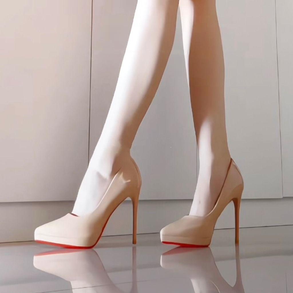 Modny design szpilki lakierki pantofle buty profesjonalne uczucie czerwona podeszwa bardzo cienki obcas osobowość szpiczaste