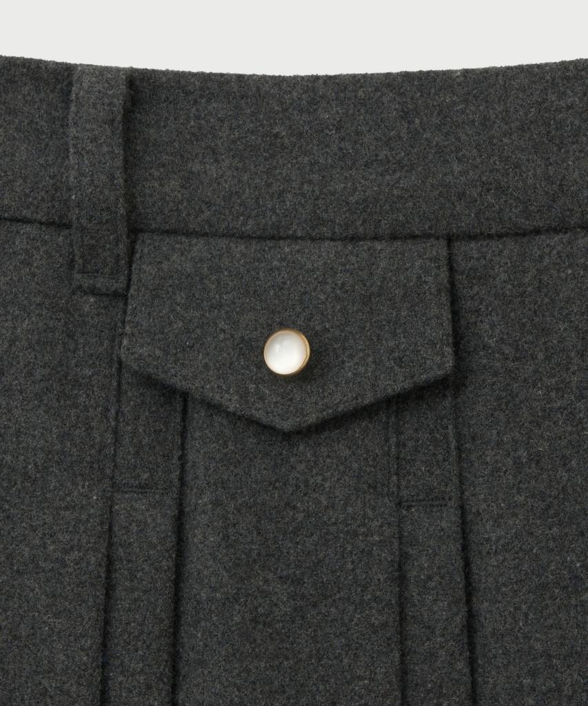 Seteo (W) Wool Blend Pleated Mini Skirt Charcoal