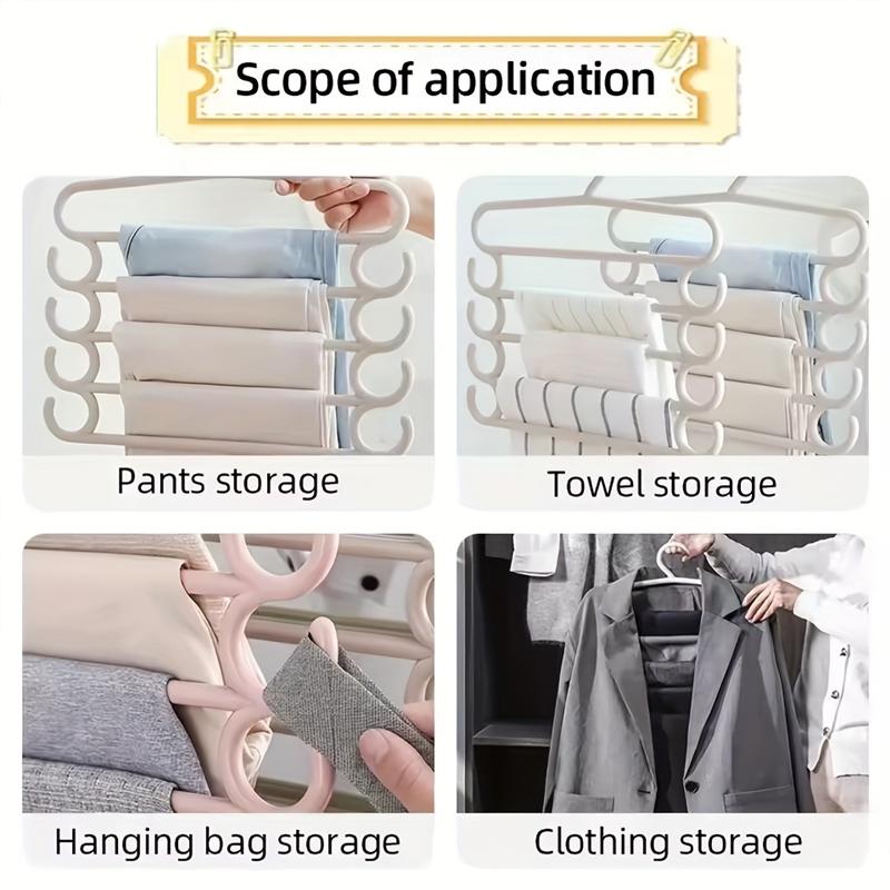 5-layer Multifunctional Pants Storage Rack with 8 Hooks. Storage of Household Clothes, Scarves, and Towels To Save Space