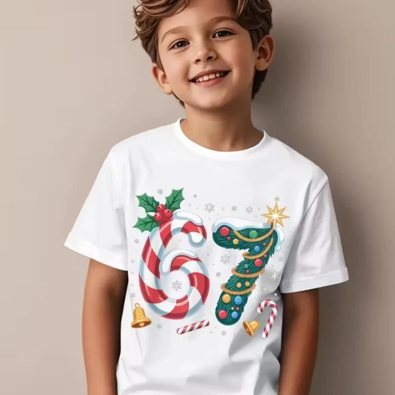 Kids Fun Digital Summer Short Sleeve T-Shirt Cotton Loose Comfortable Top Street Fashion Casual Trendy