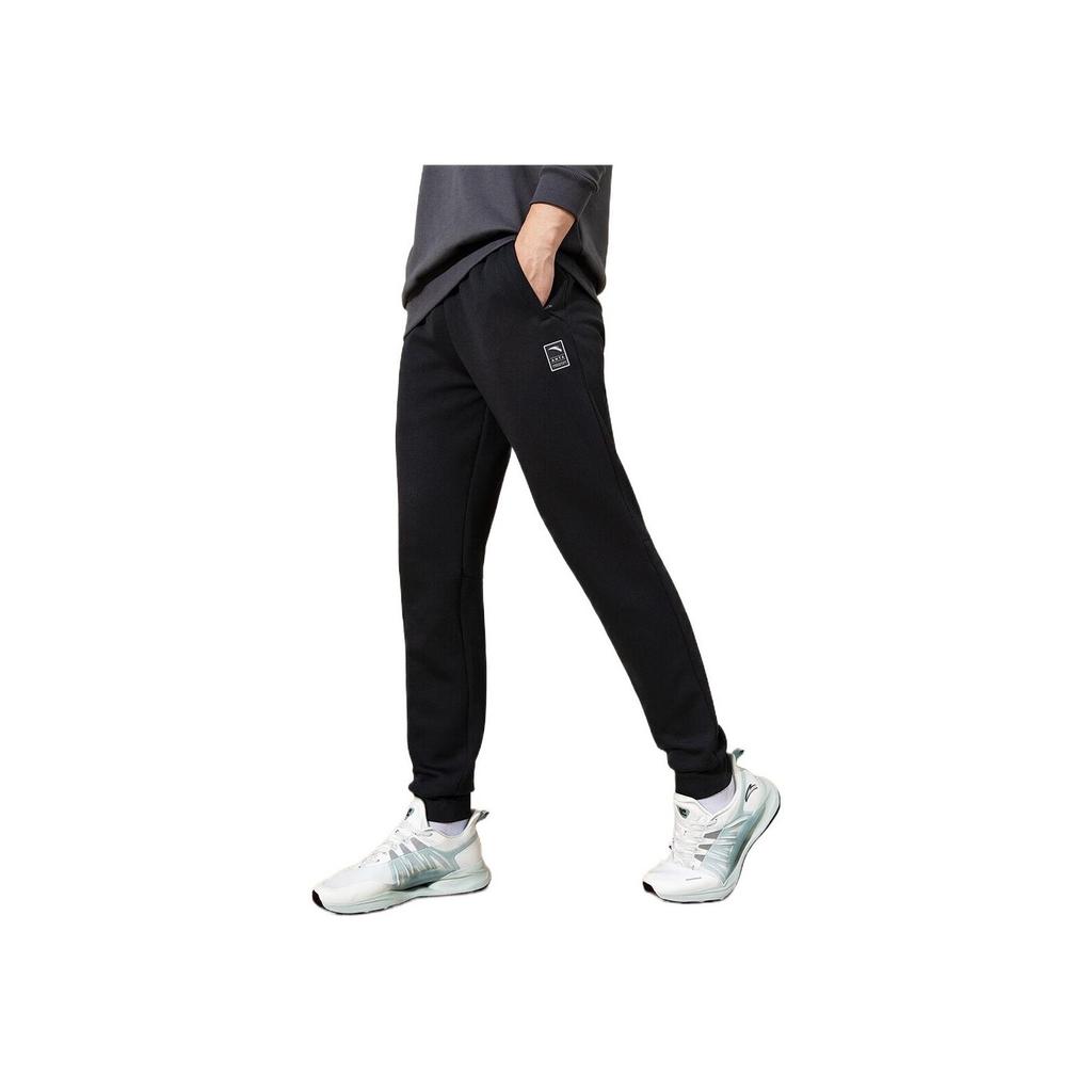 Anta SS22 Solid Color Logo Patch Sports Pants Men Bottoms Black 152237309-1