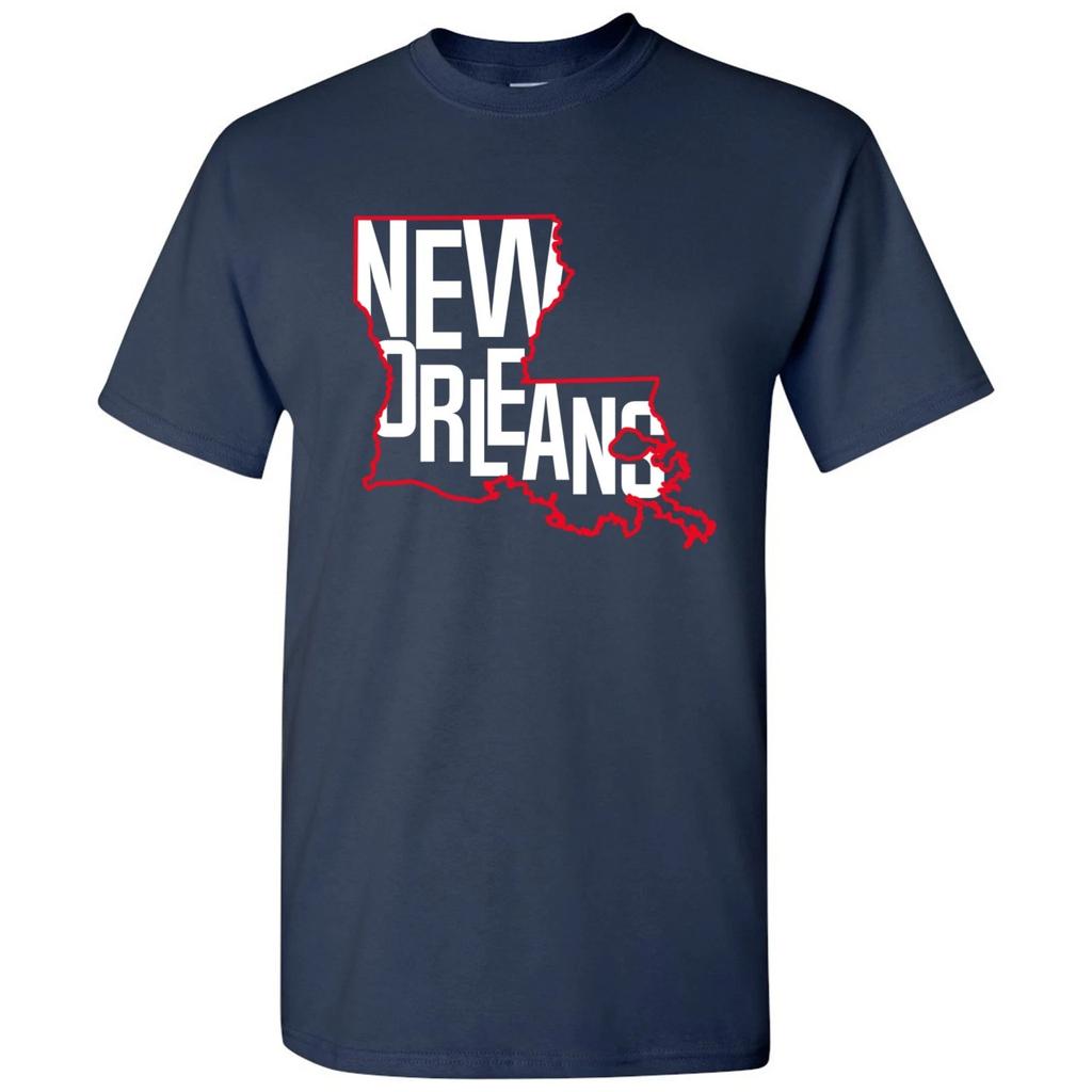New Orleans Basketball State Outline Unisex T-Shirt - Navy