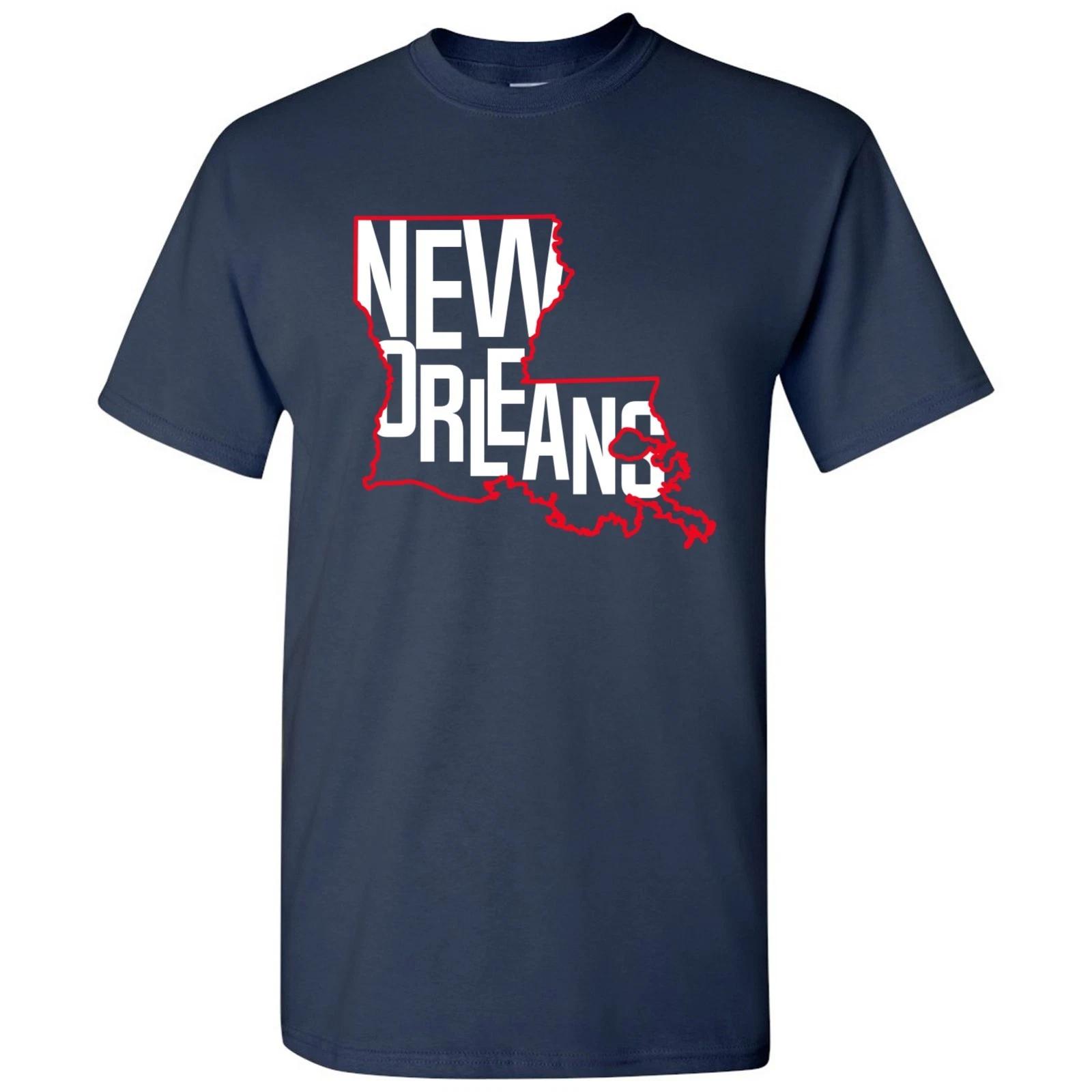 New Orleans Basketball State Outline Unisex T-Shirt - Navy S
