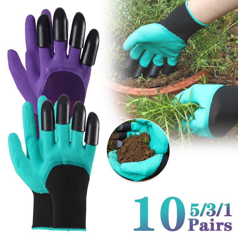 1-10Pairs Gardening Gloves with Claws Latex Work Gloves Waterproof Anti Slip Durable Planting Digging Outdoor Work Gloves