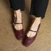 Spring Professional Versatile Women's New French Retro Casual Small Leather Shoes Women's Shallow Mouth Buckle Low Heel Commuter Square Head